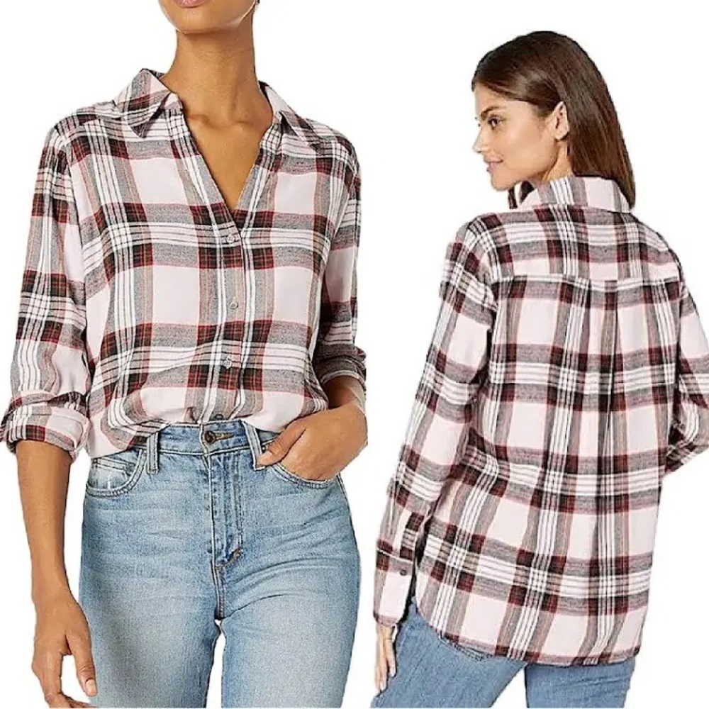 PAIGE PINK FLANNEL BUTTON DOWN SHIRT